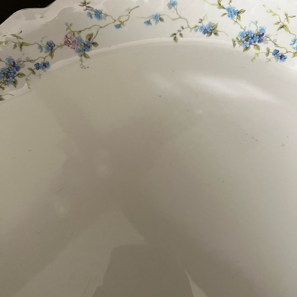 Buffalo China Platter Blue Flowers With Gold Swirl Detailing Marked 11 5/8" - Picture 2 of 4